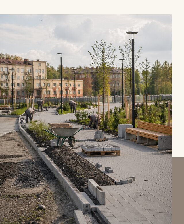 Благоустройство сквера в Курчатове с проектированием и реализацией